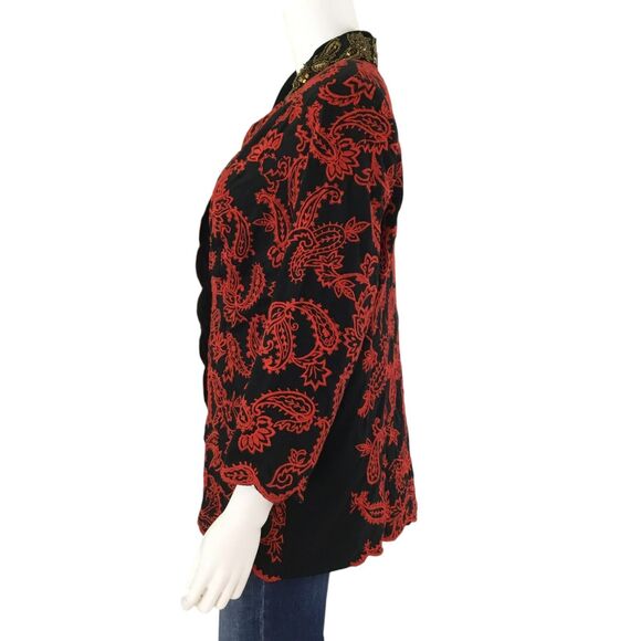 Chico's Jacket Paisley Embroidery Beaded Sequin Size S Petite Coachella Festival - Picture 8 of 16